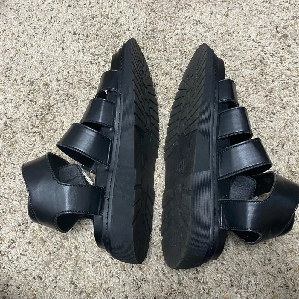 NOBO women's size 8 chunky fisherman sandals platform y2k strappy black shoes